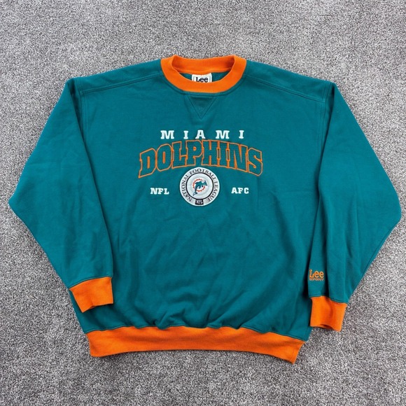 Vintage Miami Dolphins Sweatshirt Mens XL Teal Blue NFL Football Ebmroidered - Picture 1 of 6